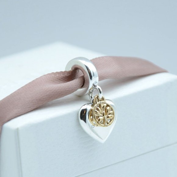 Pandora Two-tone Family Tree & Heart Dangle Charm